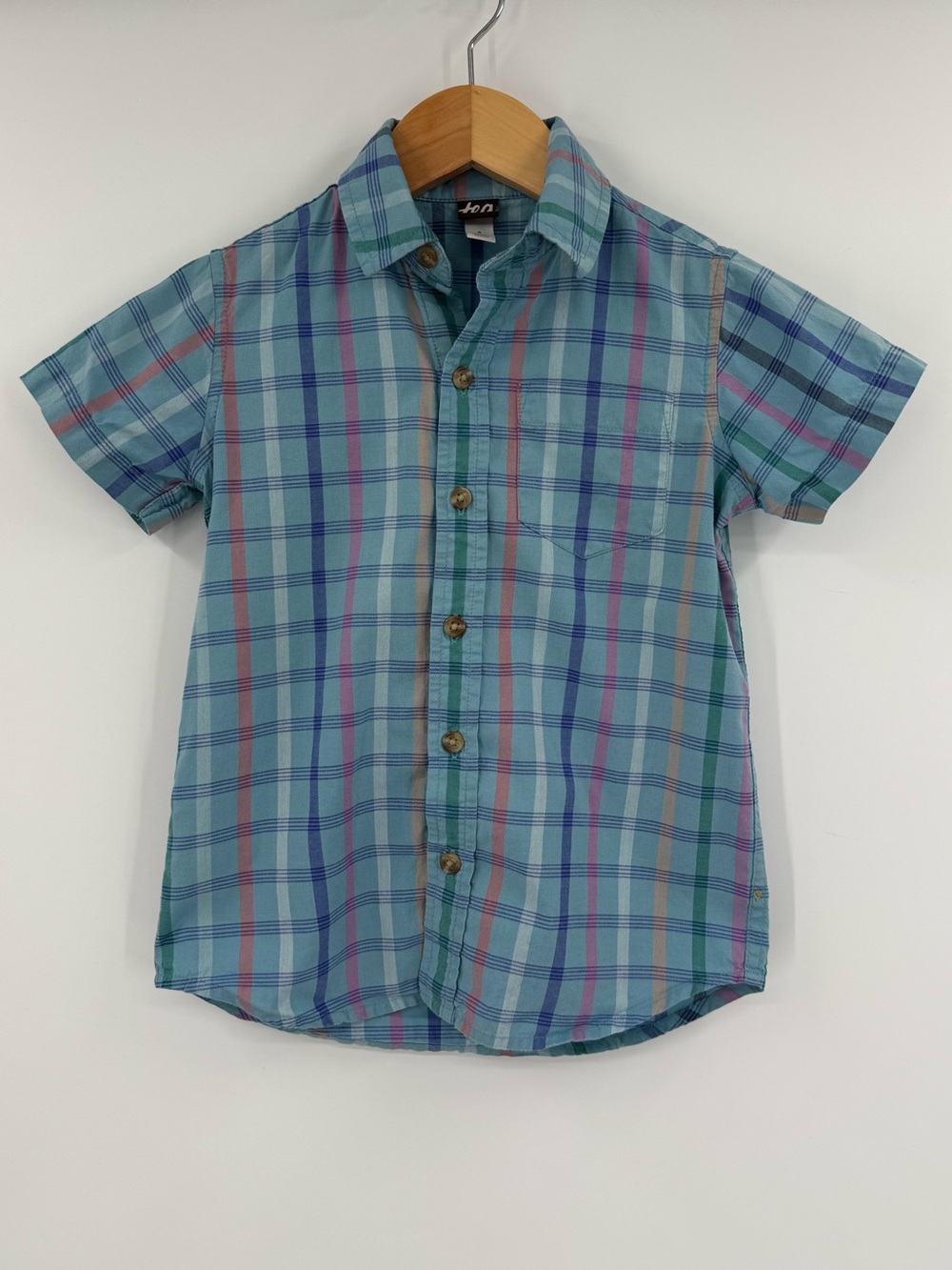 Tea Collection Boys Plaid Button Up Shirt | Blue Multi | Size 5